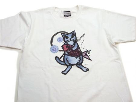 和柄 tシャツ めで鯛半袖Tシャツ　 男女兼用半t 猫柄　KCT0001