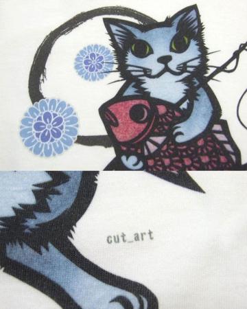 和柄 tシャツ めで鯛半袖Tシャツ 男女兼用半t 猫柄 KCT0001