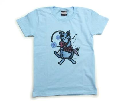 和柄 tシャツ めで鯛半袖Tシャツ　 男女兼用半t 猫柄　KCT0001