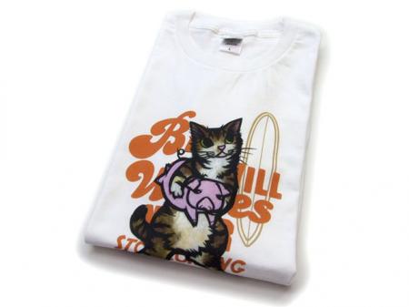 tシャツ アグー豚と猫柄Tシャツ　猫半袖Tシャツ　 男女兼用半t 猫