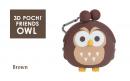 梟/鳥　フクロウ小銭入れ/シリコンがま口　3D POCHI FRIENDS OWL ブラウン