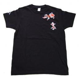 【K-2オリジナル】　-K2金魚- 手描き半袖Tシャツ -黒-