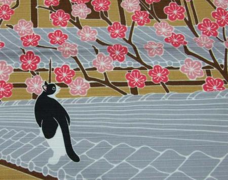風呂敷/便利サイズふろしき「猫のタマお散歩シリーズ」梅の木