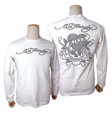 Ed Hardy【エドハーディー】ラインストーン ロゴ長袖Tシャツ 62KH02
