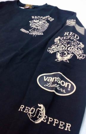 VANSON×RED PEPPER コラボ/62MT29 ダブル スカル長袖Tシャツ