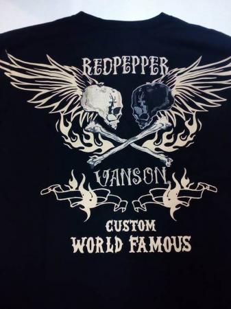 VANSON×RED PEPPER コラボ/62MT29 ダブル スカル長袖Tシャツ