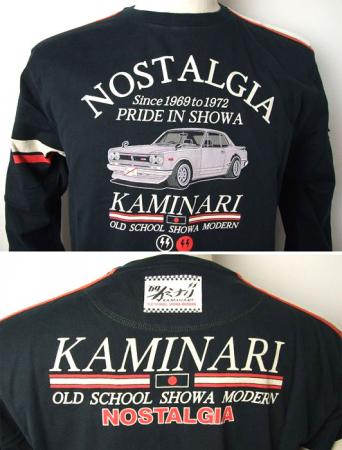 雷【カミナリモータース】ノスタルジア ハコスカ メンズ長袖Tシャツ KMLT-130