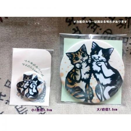 切り絵・cut　art　さとうみよ/缶　アート　マグネット(大)　2匹　猫柄/クリエイターズアイテム