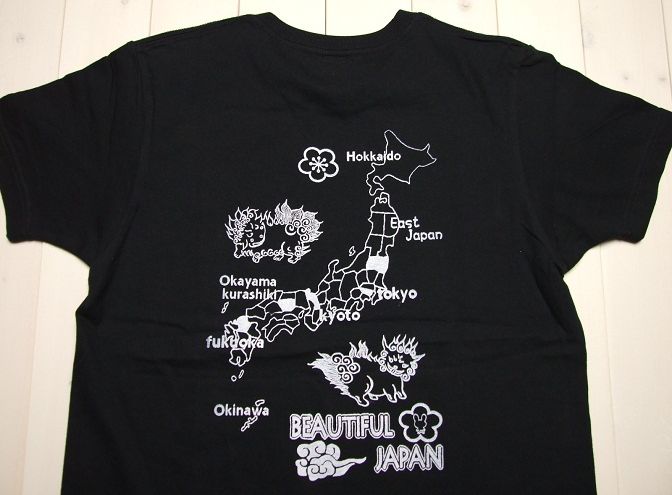 K2オリジナル BEAUTIFUL JAPAN半袖Tシャツ/黒 狛犬★