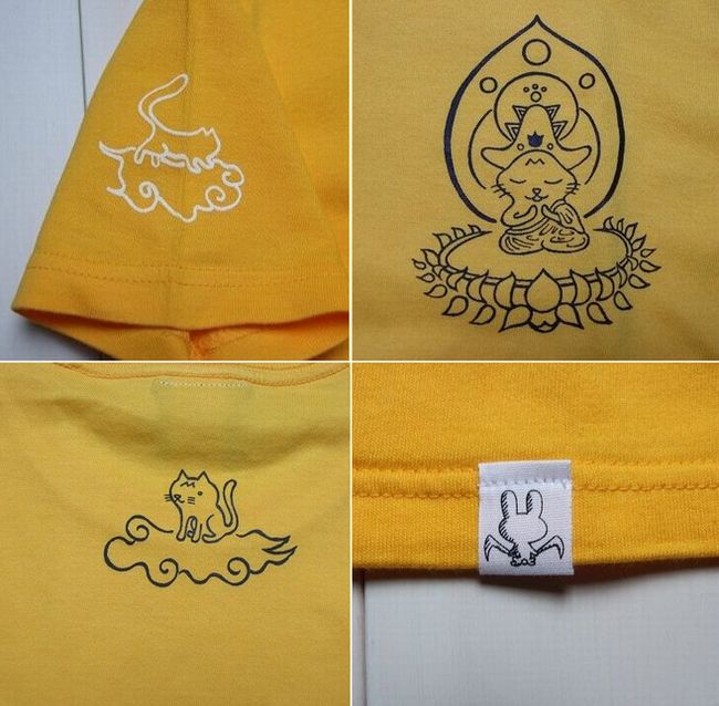 K2オリジナル 半袖Tシャツ「猫ニャ来」　ゴールド　和柄猫Tシャツ★