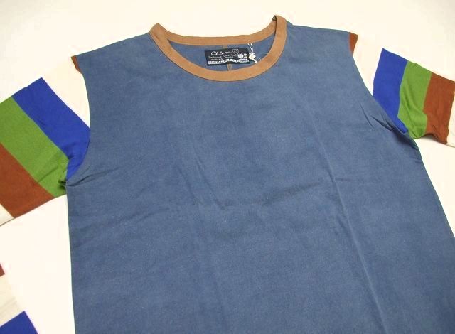 CHLORO 袖ボーダー ロングTシャツ ネイビー系 日本製★
