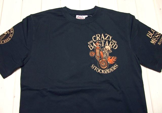 BLOOD MESSAGE スカル半袖Tシャツ STOCKRIDERS BLST-670★
