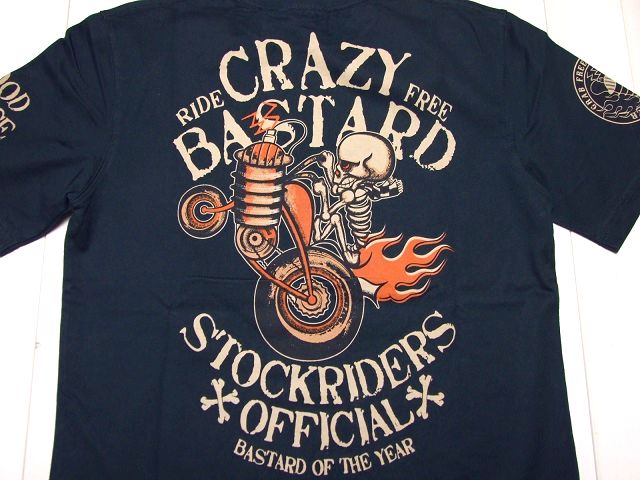 BLOOD MESSAGE スカル半袖Tシャツ STOCKRIDERS BLST-670★
