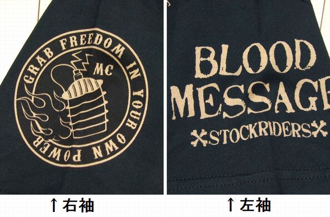 BLOOD MESSAGE スカル半袖Tシャツ STOCKRIDERS BLST-670★